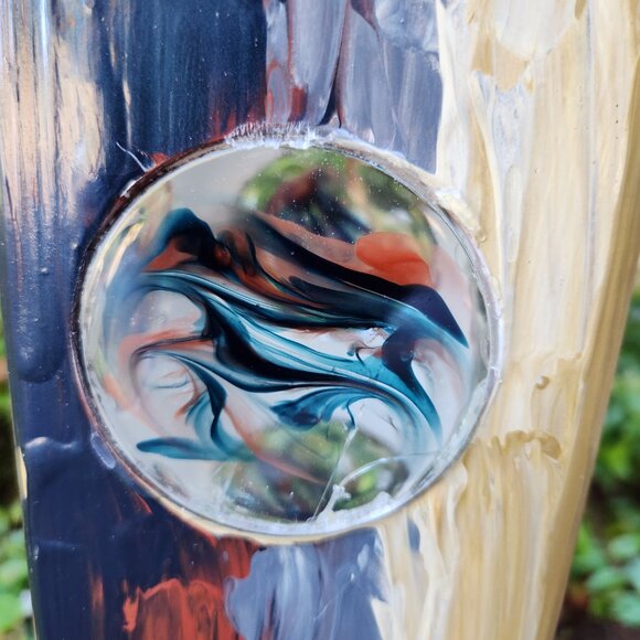 Garden Peace Pole Hand Painted w/ Solar Light Cap & Wire Stand Lighted 4 Sided - Picture 5 of 6